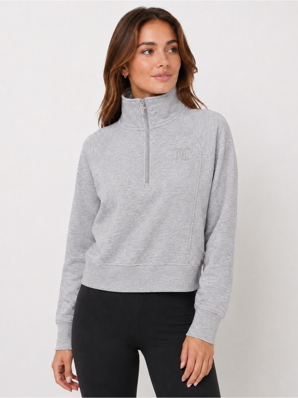 juicy couture sport gray quarter zip sweatshirt size m